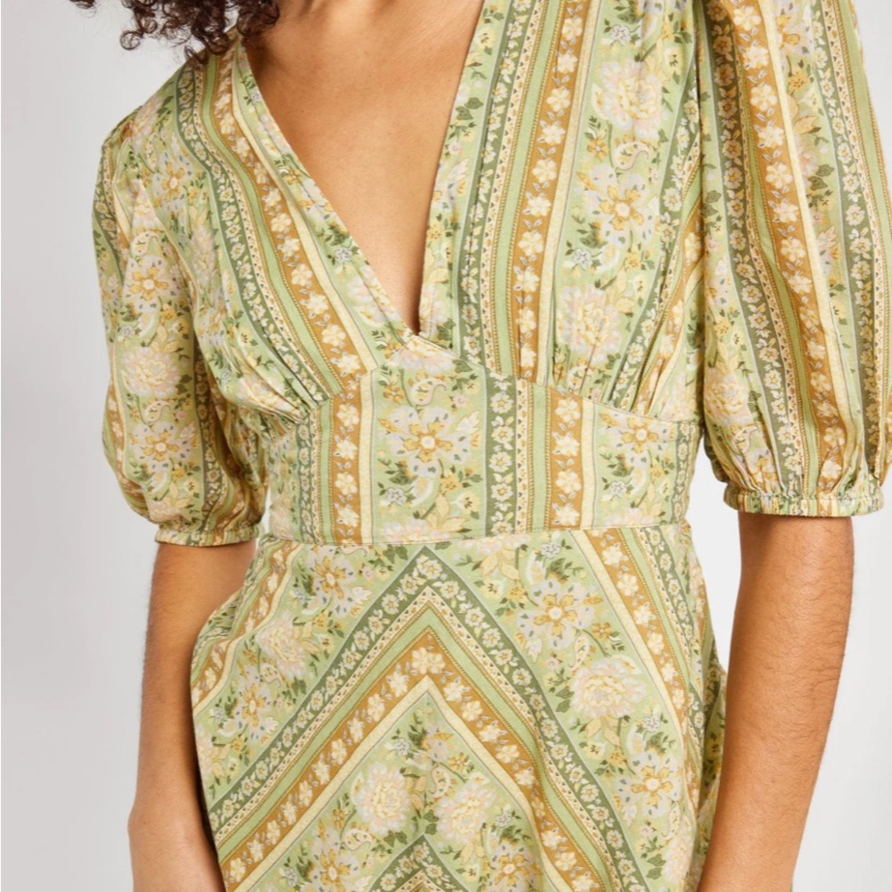 Mille Resort & Travel Florencia Cotswold Striped Maxi Floral Green Dress Small